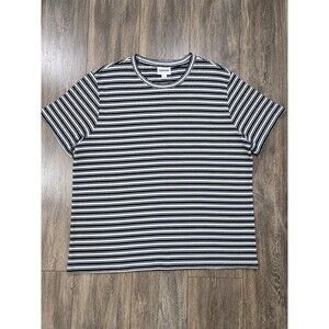 Old Navy Mens XL Navy White Striped Textured Knit Crew Neck T-Shirt